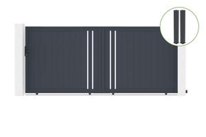 Sliding gate kit 4m GIONA H.180 grey aluminium + 2 posts 20x20cm main_image