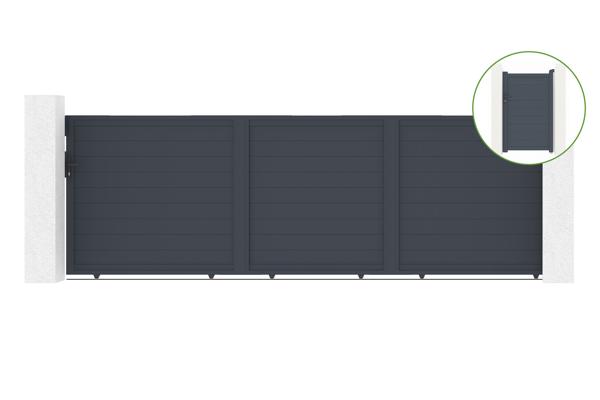 Sliding gate kit 5m EIGER H.160cm + side gate 1m grey EIGER H.160cm main image