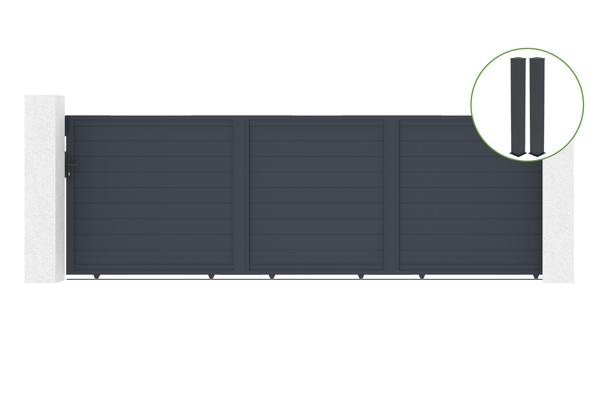 Sliding gate kit 5M EIGER H.160cm + 2 posts grey EIFEL 20x20cm main image