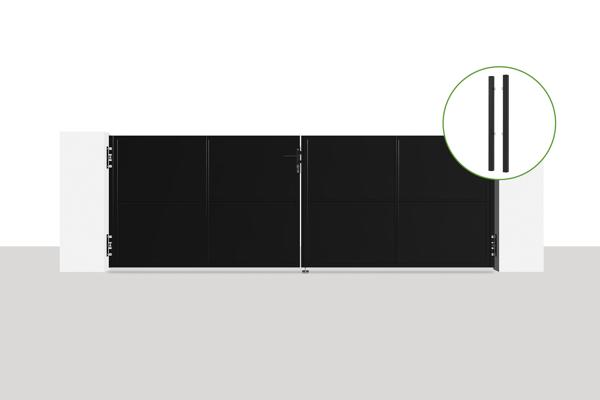Matzwarte stalen draaipoort 3,5m NALI H.120cm + 2 DARIO stalen palen main image