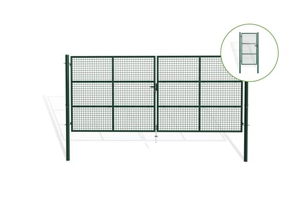 Portail grillagé 4m H.180cm OLGA + Portillon 1m OLGA H.180cm vert main image