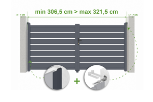 Adjustable swing gate width 3m VOGEL H. 140cm gray aluminum main_image