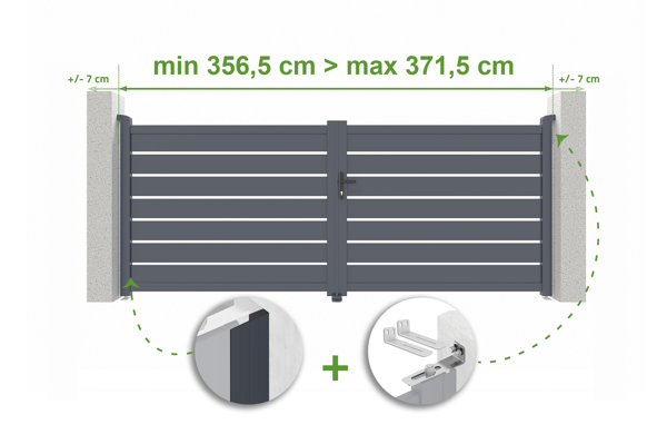 Adjustable swing gate width 3.5m VOGEL H.140cm gray aluminum main image