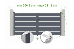 Adjustable swing gate width 3m VOGEL H.160cm gray aluminum main_image