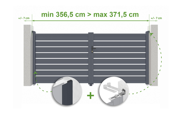 Adjustable swing gate width 3.5m VOGEL H.160cm gray aluminum main image
