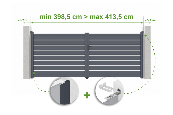 Verstellbares Drehtor Breite 4m VOGEL H.160cm grau Aluminium main image