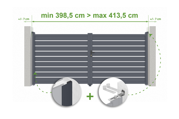 Verstellbares Drehtor Breite 4m VOGEL H.180cm grau Aluminium main image