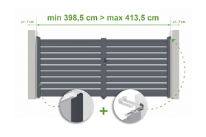 Adjustable swing gate width 4m VOGEL H.180cm gray aluminum main_image