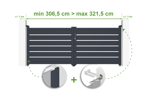 Verstellbares Drehtor Breite 3m VOGEL H.120cm grau Aluminium main image