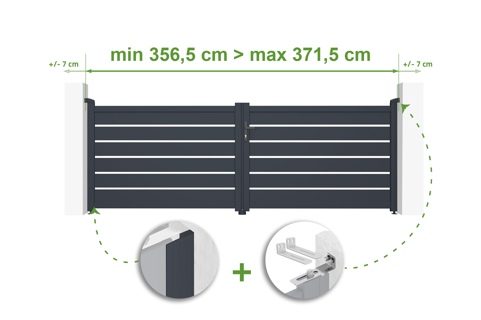 Nastaviteľná výklopná brána šírka 3,5 m VOGEL v. 120 cm sivý hliník 1