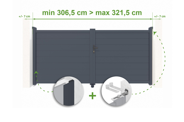 EIGER H.140cm grey aluminium adjustable swing gate, 3m width main image
