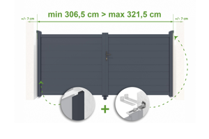 Portail battant ajustable en largeur 3m EIGER H.140cm alu gris main_image