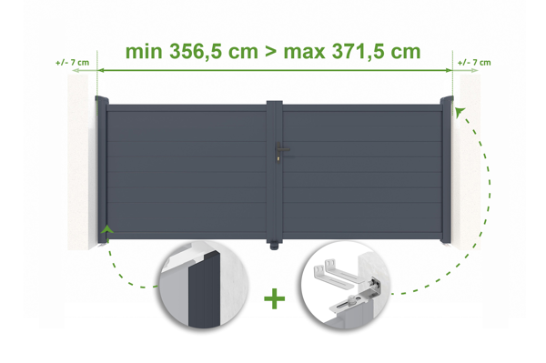 Adjustable swing gate width 3.5m EIGER H.140cm gray aluminum main image