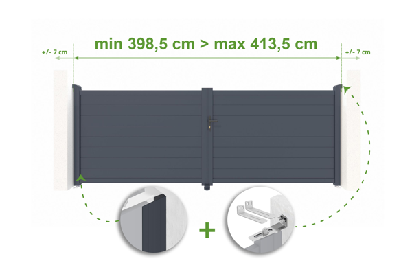 EIGER H.140cm graues verstellbares Aluminium-Flügeltor, 4m Breite main image