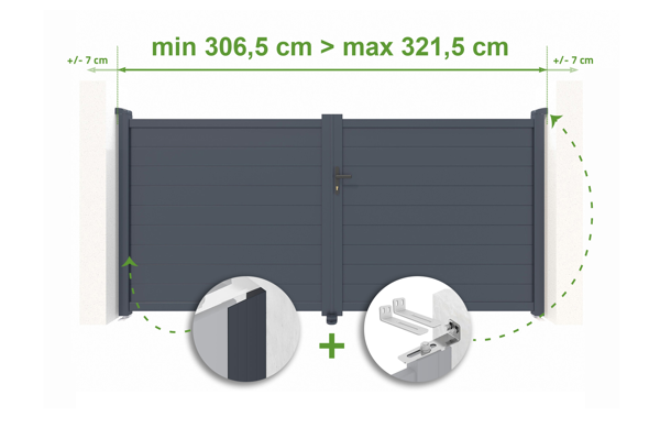 EIGER H.160cm grey aluminium adjustable swing gate, 3m width main image