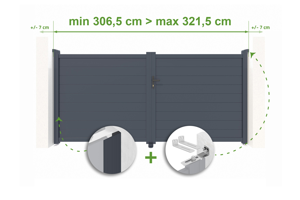EIGER H.160cm grå aluminium justerbar svänggrind, 3m bredd main_image
