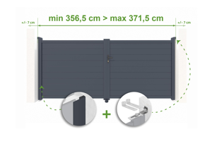 Verstellbares Drehtor Breite 3,5m EIGER H.160cm grau Aluminium main_image