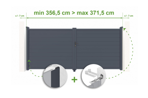Justerbar svänggrind bredd 3,5m EIGER H.180cm grå aluminium main_image