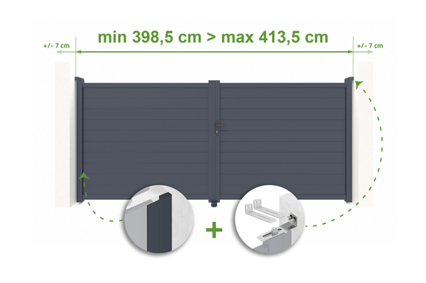 Puerta batiente regulable ancho 4m EIGER H.180cm aluminio gris main image