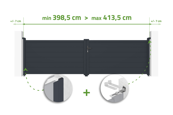 Portail battant ajustable en largeur 4m EIGER H.115cm alu gris main image