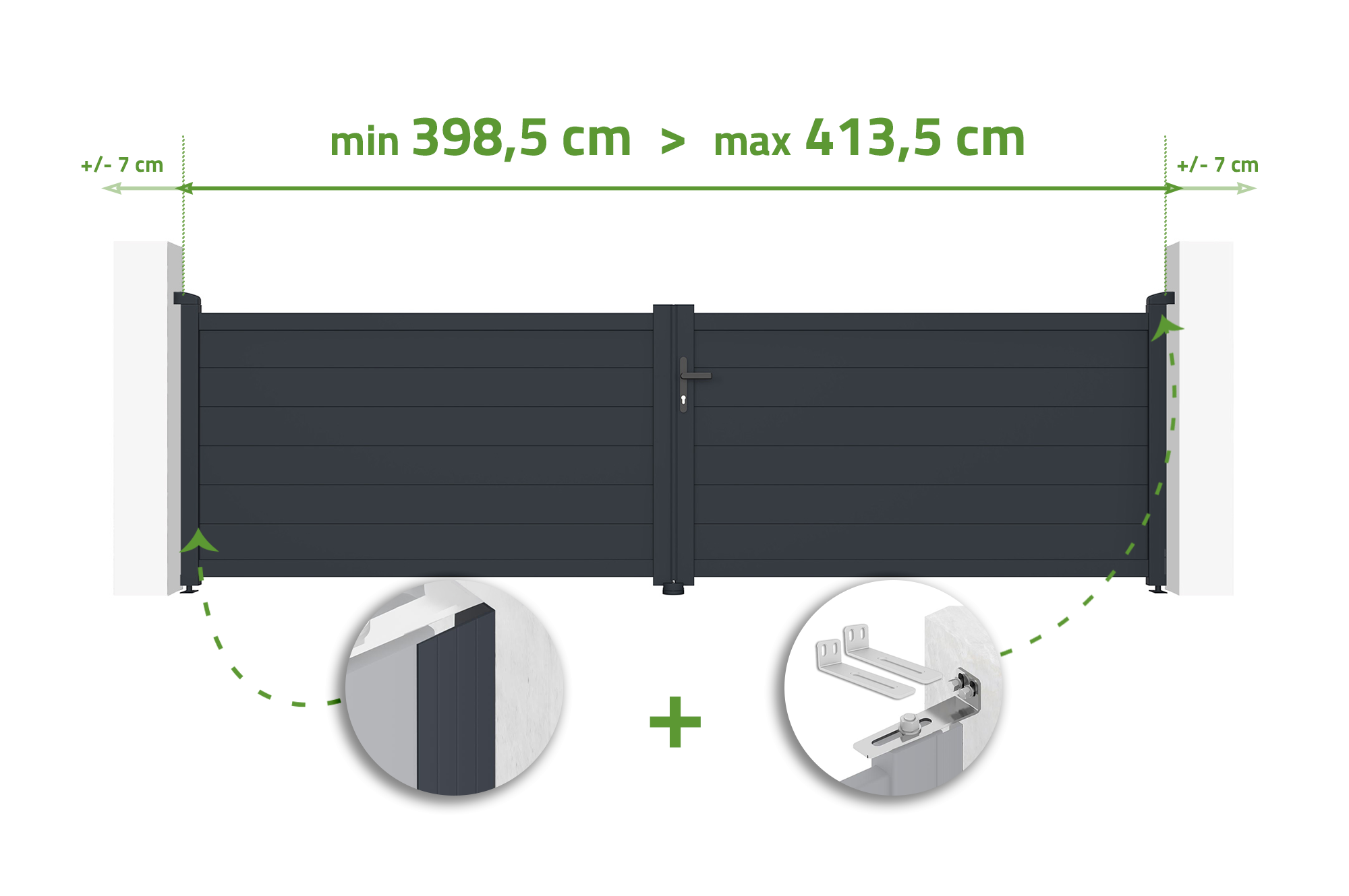 Portail battant ajustable en largeur 4m EIGER H.115cm alu gris 1