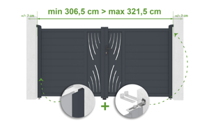 Adjustable swing gate in width 3m VELETA H.160cm gray aluminum main_image