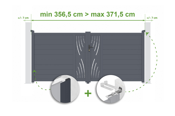 Adjustable swing gate width 3.5m VELETA H.160cm gray aluminum main image