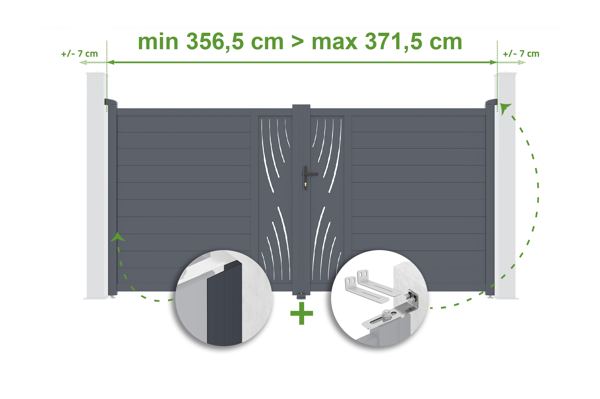 Portail battant ajustable en largeur 3,5m VELETA H.180cm alu gris main image