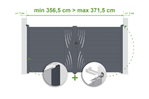Portail battant ajustable en largeur 3,5m VELETA H.180cm alu gris main_image