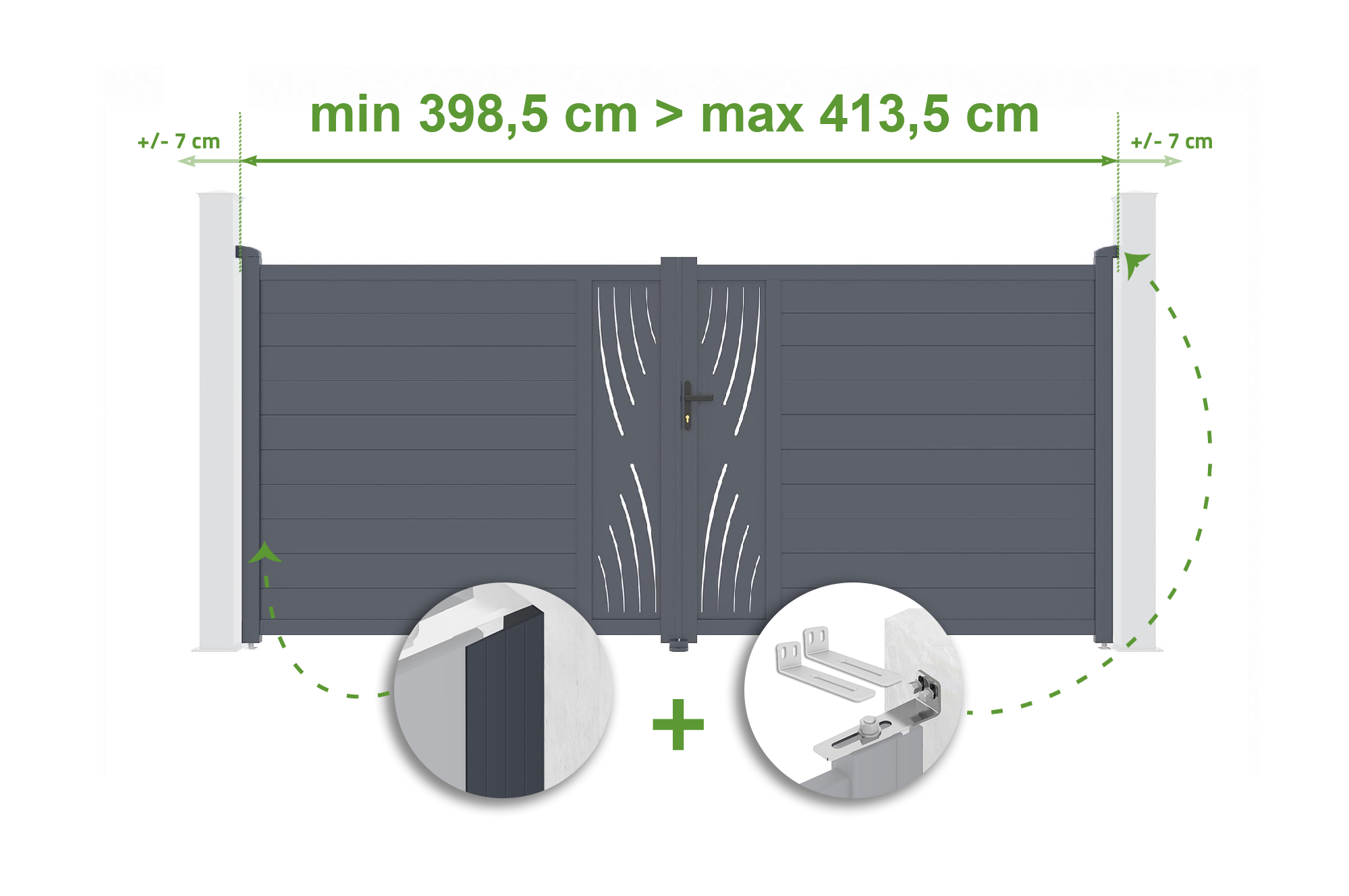 Portail battant ajustable en largeur 4m VELETA H.180cm alu gris 1