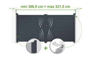 Verstelbare draaipoortbreedte 3m VELETA H.140cm grijs aluminium main_image
