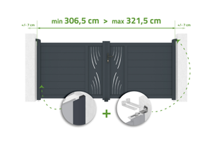 Adjustable swing gate width 3m VELETA H.120cm gray aluminum main_image