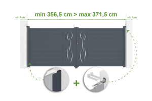 Adjustable swing gate width 3.5m LIFE H.140cm gray aluminum main_image