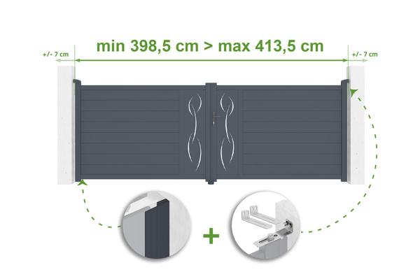 Cancello battente regolabile larghezza 4m LIFE H.140cm alluminio grigio main image