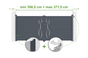 Adjustable swing gate width 3.5m LIFE H.160cm gray aluminum main_image