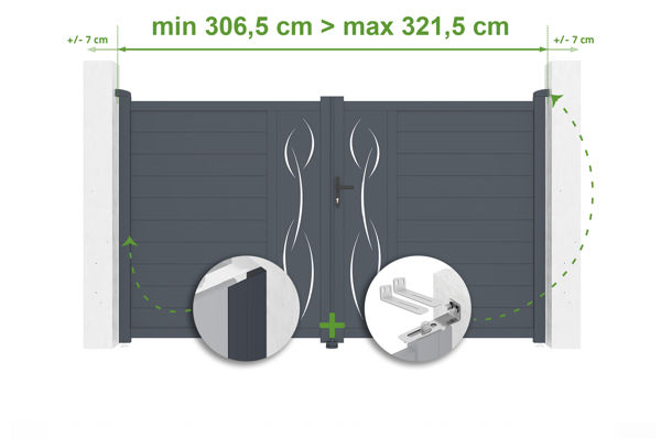 Puerta batiente regulable ancho 3m LIFE H.180cm aluminio gris main image