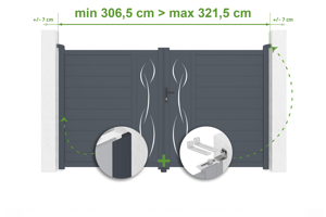 Cancello battente regolabile larghezza 3m LIFE H.180cm alluminio grigio main_image