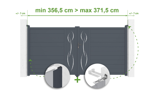 Verstellbares Drehtor Breite 3,5m LIFE H.180cm grau Aluminium main image