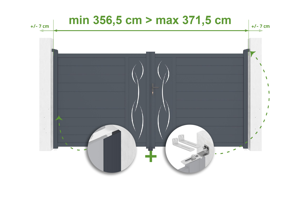 Cancello battente regolabile larghezza 3,5m LIFE H.180cm alluminio grigio main_image