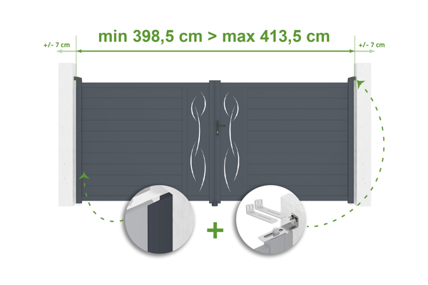 Verstellbares Schwingtor in Breite 4m LIFE H.180cm grau Aluminium main image