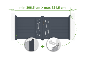 Adjustable swing gate width 3m LIFE H.120cm gray aluminum main_image