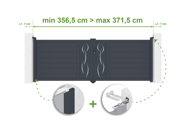 Nastaviteľná výklopná brána šírka 3,5 m LIFE výška 120 cm sivý hliník main image