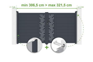 Verstelbare draaipoortbreedte 3m ARLBERG H.160cm grijs aluminium main_image