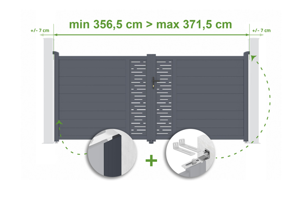 Adjustable swing gate width 3.5m ARLBERG H.160cm gray aluminum main image