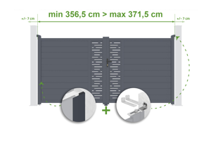 Adjustable swing gate width 3.5m ARLBERG H.180cm gray aluminum main_image