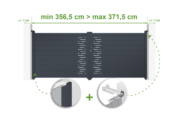Verstellbares Drehtor Breite 3,5m ARLBERG H.140cm grau Aluminium main image
