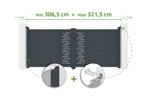 Adjustable swing gate width 3m ARLBERG H.120cm gray aluminum main_image