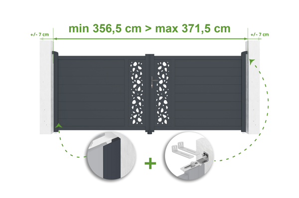 Állítható szélességű szárnyaskapu SUNNY 3,5 m, magasság 140 cm, szürke alumínium main image