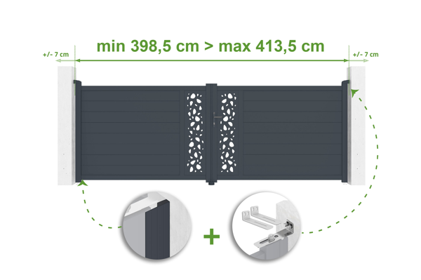 Verstellbares Drehtor Breite 4m SUNNY H.140cm grau Aluminium main image