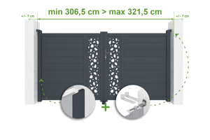 Portail battant ajustable en largeur 3m SUNNY H.160cm alu gris main_image